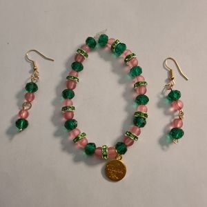 Pink/Emerald Green Bracelet Set